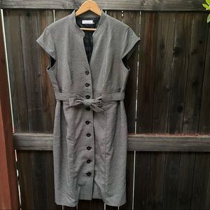 Calvin Klein Cap Sleeve Front Belted Dress